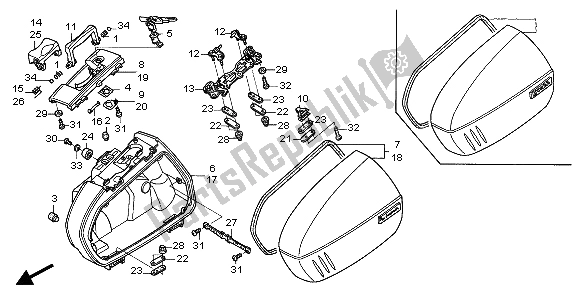 All parts for the Saddlebag of the Honda ST 1300 2007