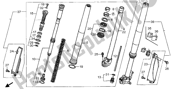 All parts for the Front Fork of the Honda CR 250R 2006
