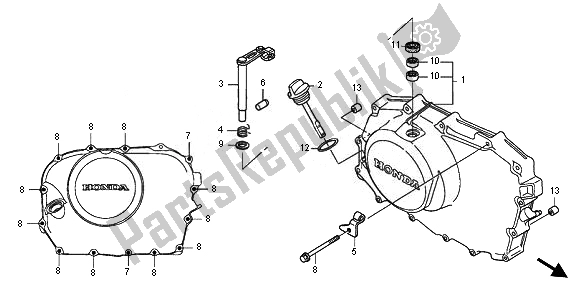 All parts for the Right Crankcase Cover of the Honda XL 700 VA Transalp 2011