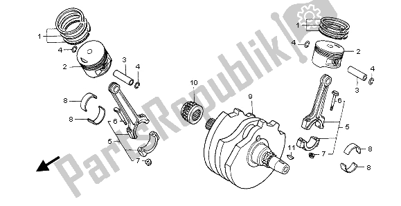 All parts for the Crankshaft & Piston of the Honda XL 650V Transalp 2002