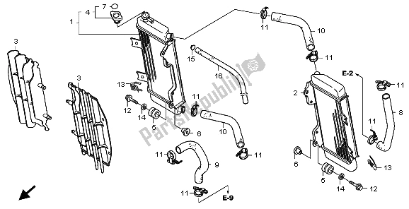 Toutes les pièces pour le Radiateur du Honda CRF 250R 2009