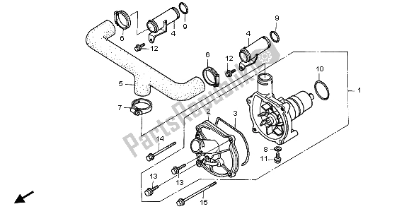 All parts for the Water Pump of the Honda GL 1500 SE 1995