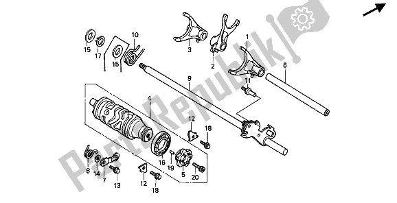 All parts for the Gearshift Drum of the Honda CBR 900 RR 1994