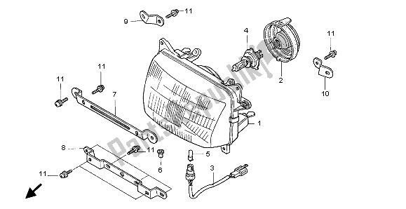 All parts for the Headlight (uk) of the Honda XL 600V Transalp 1998