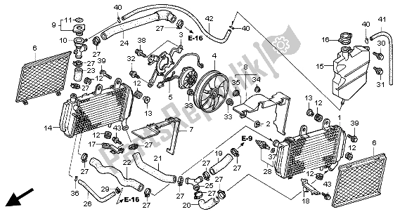 All parts for the Radiator of the Honda VFR 800A 2004