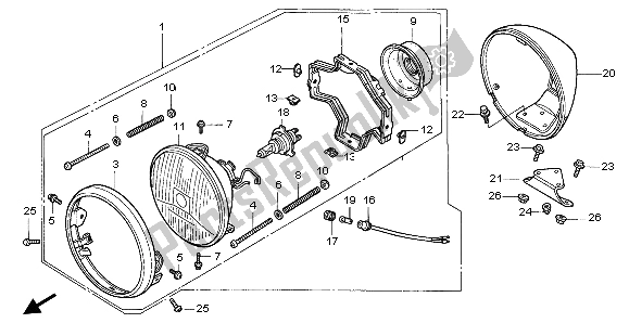 All parts for the Headlight (eu) of the Honda VT 1100C2 1998