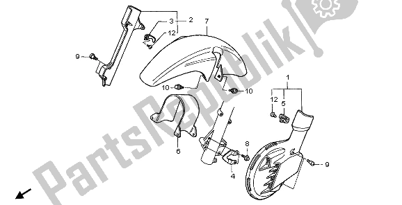 Tutte le parti per il Parafango Anteriore E Coperchio Del Disco Anteriore del Honda NX 650 1995