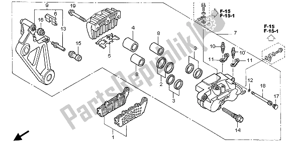 All parts for the Rear Brake Caliper of the Honda ST 1300 2003