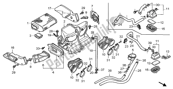 All parts for the Air Cleaner of the Honda CBR 1000F 1996