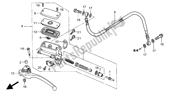 All parts for the Clutch Master Cylinder of the Honda VFR 800 2004