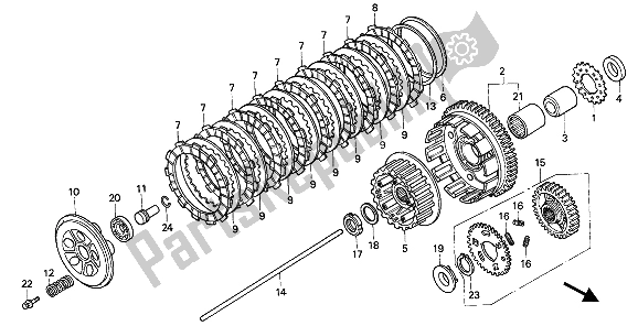 All parts for the Clutch of the Honda VFR 750F 1994