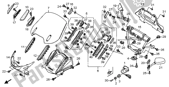 All parts for the Upper Cowl of the Honda NT 700V 2008