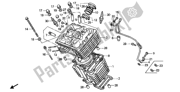 All parts for the Cylinder & Cylinder Head (front) of the Honda XL 600V Transalp 1993