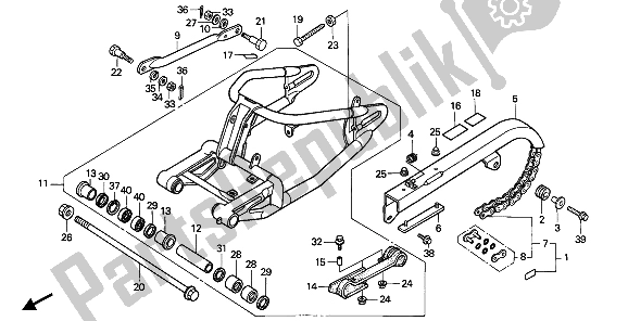 All parts for the Swingarm of the Honda VT 600C 1990