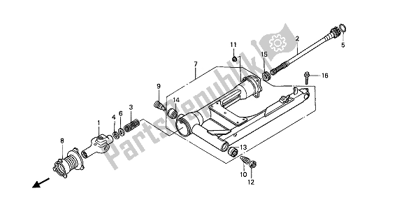 All parts for the Swingarm & Propeller Shaft of the Honda GL 1500 SE 1992