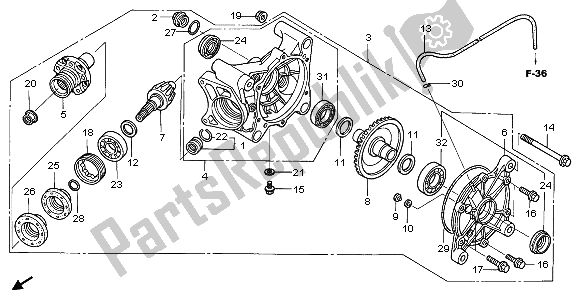 All parts for the Final Driven Gear of the Honda TRX 680 FA Fourtrax Rincon 2006