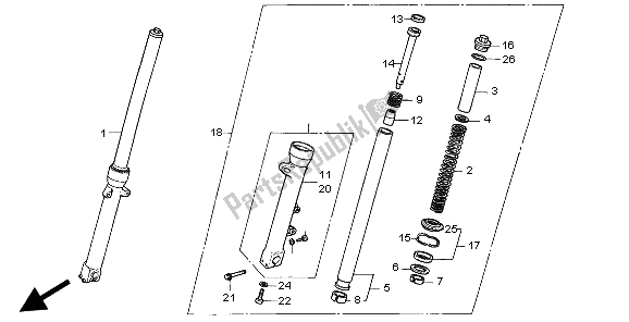 All parts for the Front Fork of the Honda VF 750C 1997