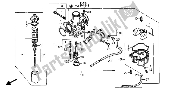 All parts for the Carburetor of the Honda TRX 250 EX 2008