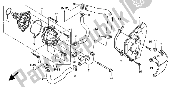 All parts for the Water Pump of the Honda CB 600F3A Hornet 2009
