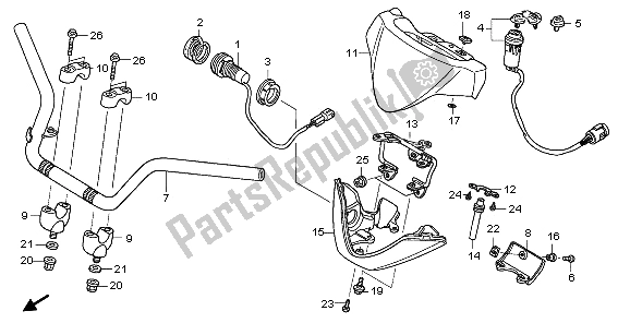 All parts for the Handle Pipe of the Honda TRX 680 FA Fourtrax Rincon 2009