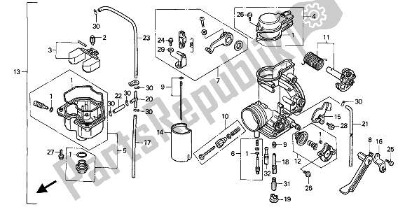 Todas las partes para Carburador de Honda XR 600R 1992