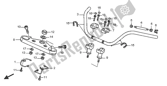 All parts for the Handle Pipe & Top Bridge of the Honda VTX 1300S 2005