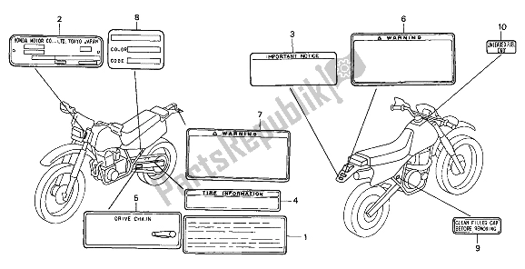 Todas las partes para Etiqueta De Precaución de Honda XR 600R 1993