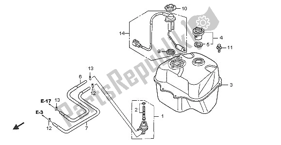 All parts for the Fuel Tank of the Honda SCV 100F 2005