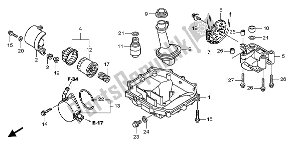 All parts for the Oil Pan & Oil Pump of the Honda CBF 1000 2008