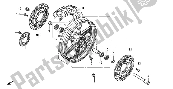 All parts for the Front Wheel of the Honda CBF 1000F 2011
