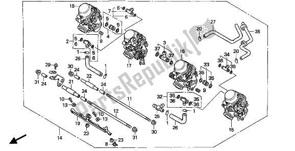 Tutte le parti per il Carburatore (assy.) del Honda CB 1000F 1994