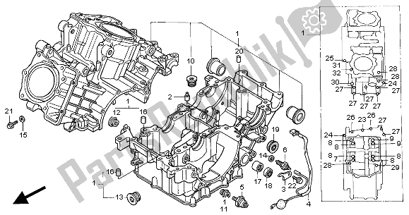 All parts for the Crankcase of the Honda XL 1000V 2000