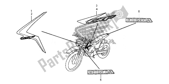 Todas as partes de Marca do Honda CRF 125 FB LW 2014