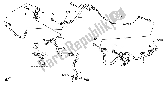 All parts for the Rear Brake Pipe of the Honda NSS 250S 2010