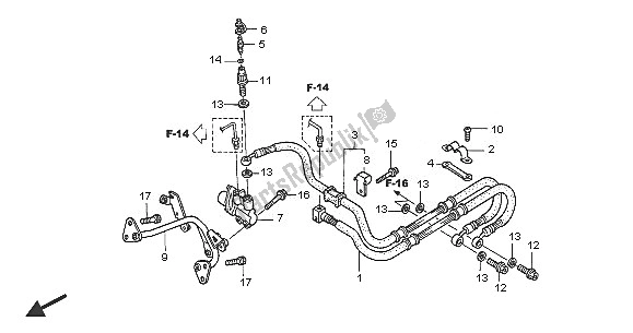 Wszystkie części do Przewód Tylnego Hamulca Honda VFR 800 2005