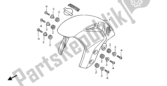 Alle onderdelen voor de Voorspatbord van de Honda CBR 1000 RR 2007