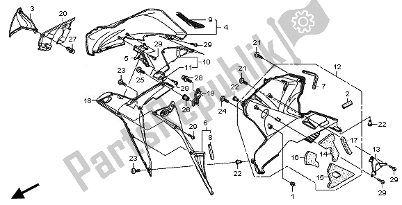 All parts for the Lower Cowl (r.) of the Honda CBR 600 RA 2011