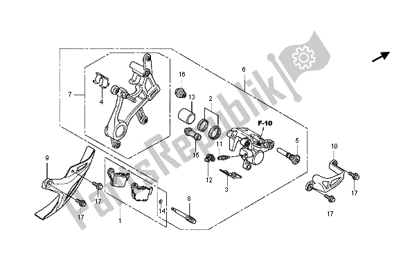 Alle onderdelen voor de Achter Remklauw van de Honda CRF 450R 2012