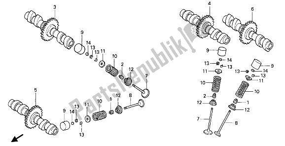 All parts for the Camshaft & Valve of the Honda VF 750C 1993