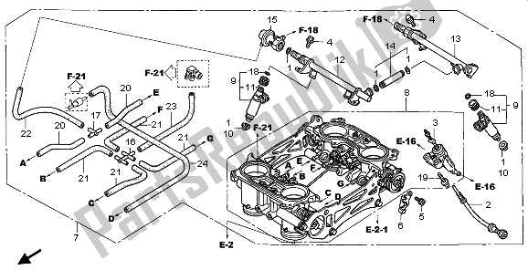 Alle onderdelen voor de Gasklephuis (assy.) van de Honda VFR 800A 2010