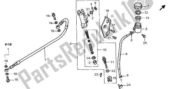 All parts for the Rear Brake Master Cylinder of the Honda XR 400R 1998