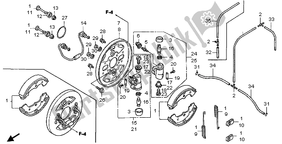 All parts for the Front Brake Panel of the Honda TRX 350 FE Fourtrax Rancher 4X4 ES 2003