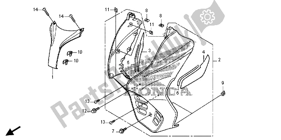 All parts for the Front Cover of the Honda FES 125A 2012
