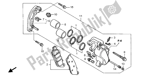 Alle onderdelen voor de Remklauw Voor van de Honda FMX 650 2005