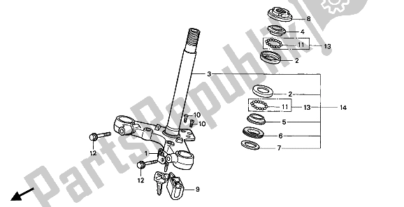 Tutte le parti per il Gambo Dello Sterzo del Honda CB 250 1994