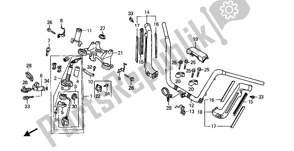 Tutte le parti per il Gestire Il Tubo E Il Ponte Superiore del Honda GL 1500 1989