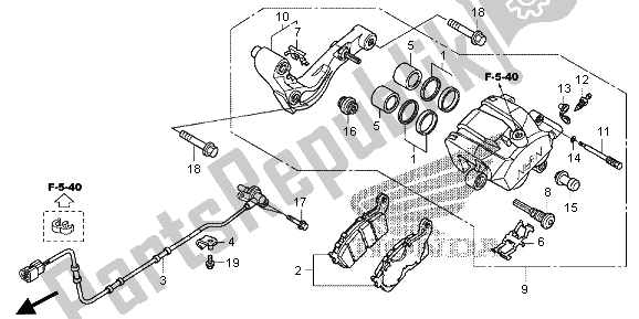 All parts for the Rear Brake Caliper of the Honda VFR 1200 XD 2012