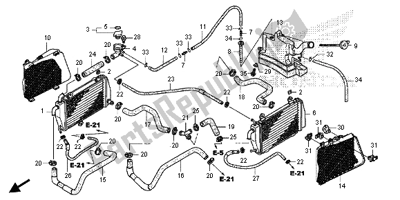 Alle onderdelen voor de Radiator van de Honda GL 1800B 2013