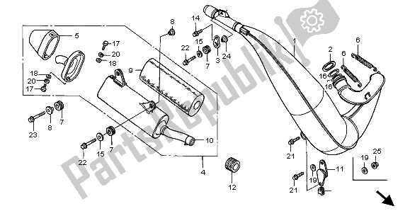 All parts for the Expansion Chamber of the Honda CR 250R 2001