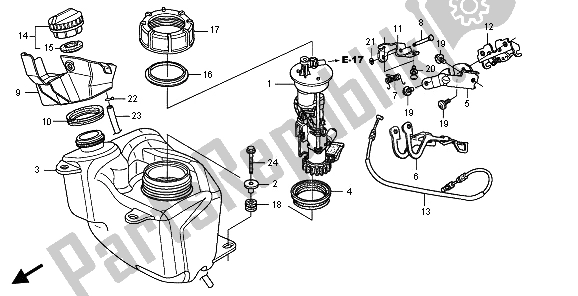 Alle onderdelen voor de Benzinetank van de Honda FES 125 2009